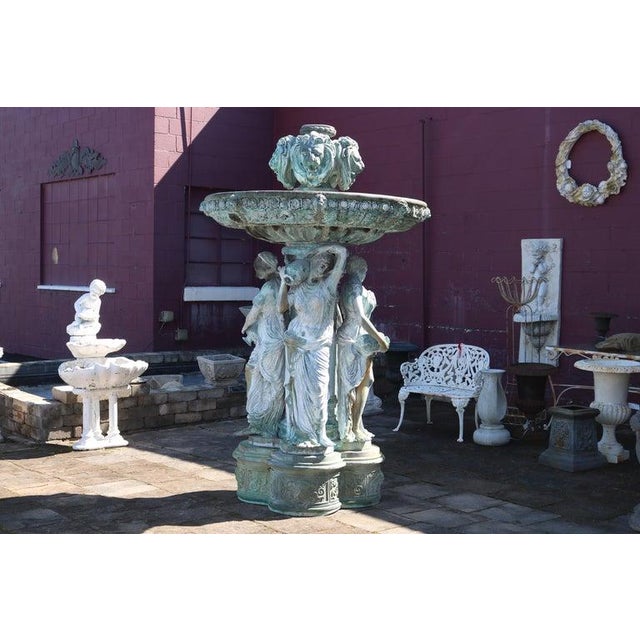 Monumental Classical Greco-Roman Bronze Garden Fountain Life-Sized Females 20th Century For Sale - Image 18 of 18