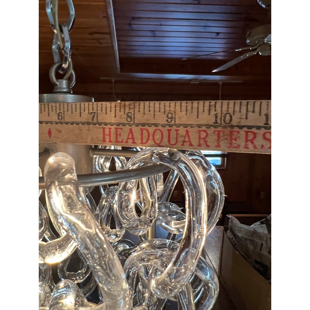 Vintage 1960s Giogali Angelo Mangiarotti Mid-Century Modern Murano Blown Glass Chain Chandelier For Sale In Philadelphia - Image 6 of 13