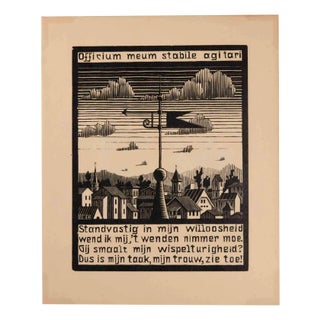 Maurits Cornelis Escher, Weather Vane, Woodcut, 1931 For Sale
