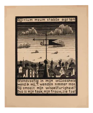 Maurits Cornelis Escher, Weather Vane, Woodcut, 1931