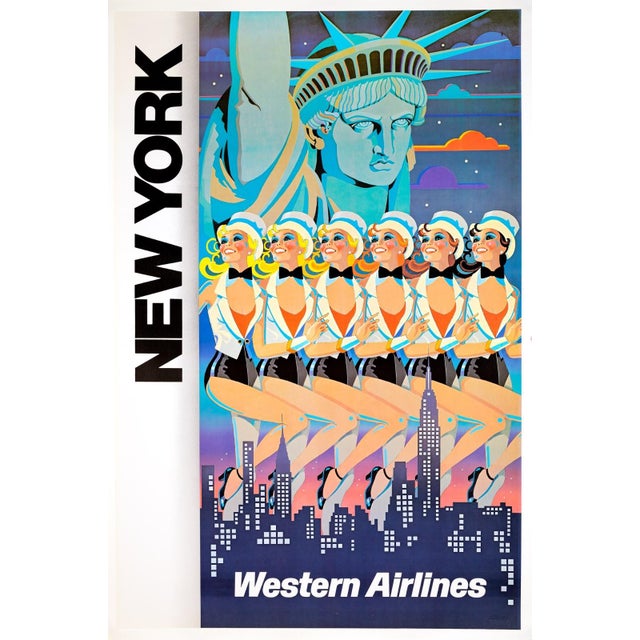 Western Airlines — New York (Chorus Line) – 1979, 27 × 39 in Description Vintage travel poster produced by Western...