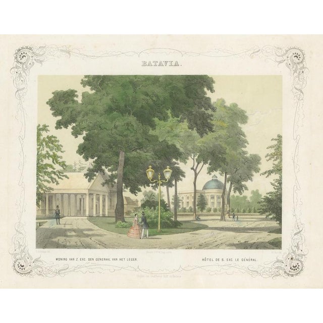 After Charles Theodore Deeleman, Batavia Generals Residence & Governors Hotel, 1860s, Lithograph For Sale - Image 3 of 9