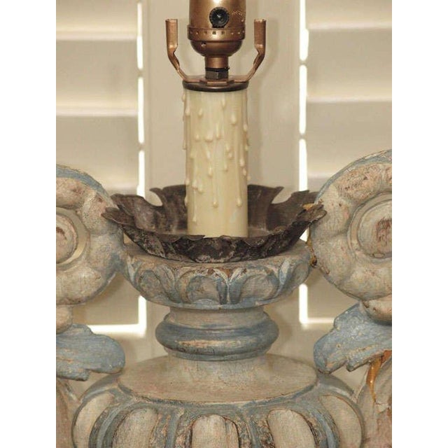 Italian Wood Carved Lamps - a Pair For Sale - Image 4 of 9