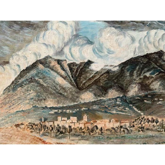 Mid-Century Modern Mid-Century Landscape of Mountains and Village For Sale - Image 3 of 8