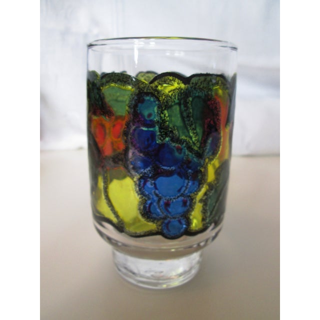 1970s 1970s Stained Glass Design Fruit Tumblers - Set of 7 For Sale - Image 5 of 7