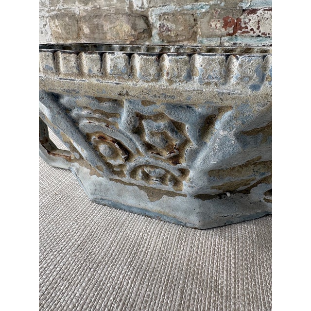 Vintage Cast Iron Garden Trough Planter With Weathered Blue Patina For Sale In New York - Image 6 of 9