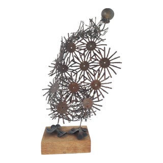 Mid Century Modern Abstract Metal Sculpture For Sale