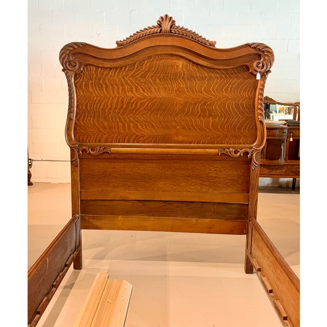 Early 20th Century Early 20th Century Antique Tiger Oak Bed Frame For Sale - Image 5 of 10