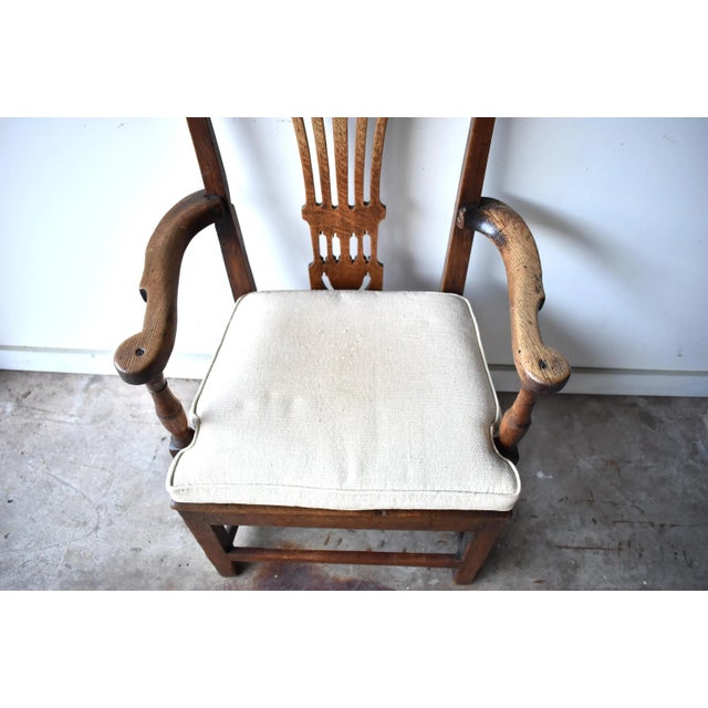 Brown 18th-Century Georgian Chippendale Oak Armchair For Sale - Image 8 of 13