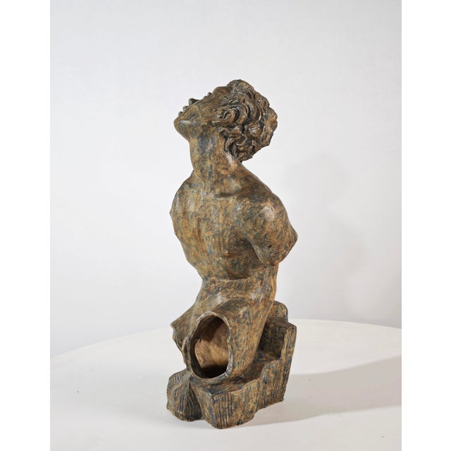 1990s Blue and Green Ceramic Nude Male Torso Sculpture from Cio Zanetta, Italy, 1990s For Sale - Image 5 of 17