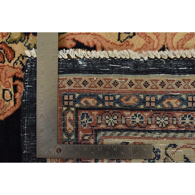 Sarouk Rug 9′ X 11’9” Blue Wool Semi-Antique Traditional Hand-Knotted Carpet For Sale - Image 15 of 15