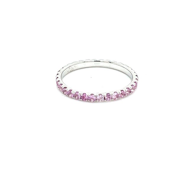 Natural Pink Sapphire Ring 6.5 14k W Gold 0.66 TCW Certified, Size 7 For Sale - Image 10 of 12