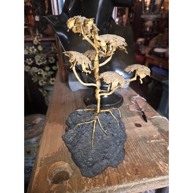 Mid Century Brutalist Bonsai Metal and Rock Sculpture For Sale - Image 9 of 10