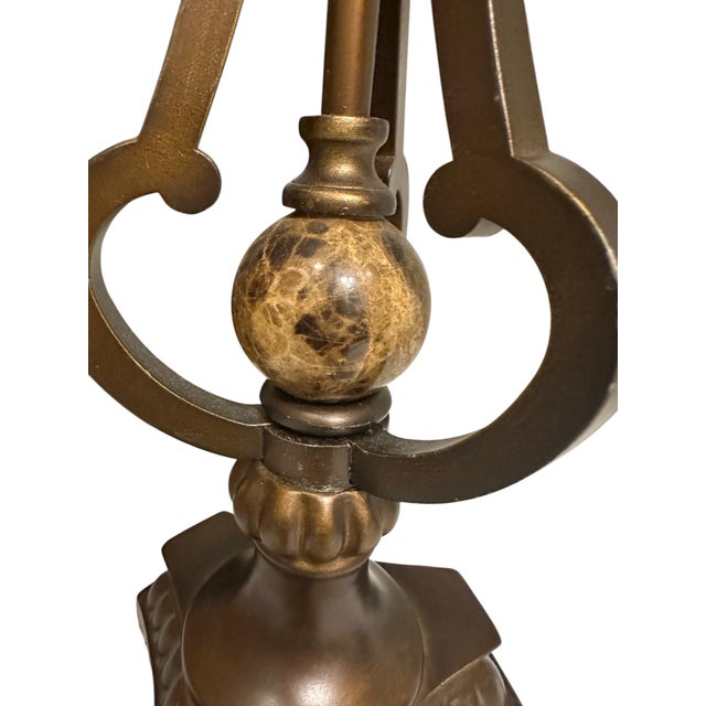 A Pair of Vintage Marble and Bronze Table Lamps For Sale - Image 10 of 12
