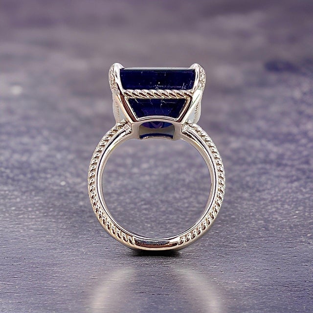 Natural Solitaire Sapphire Ring 6.5 14k W Gold 7 TCW Certified For Sale - Image 9 of 18