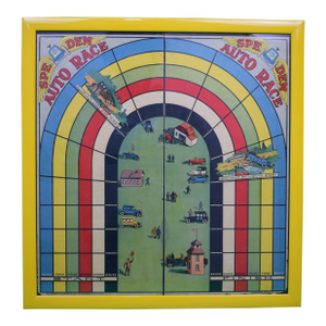 Spe-Dem Auto Race C1922 Game Board in Yellow Frame