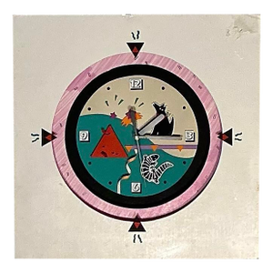 Postmodern Memphis Group Style Wall Tabletop Clock Battery Operated, Circa 1980s