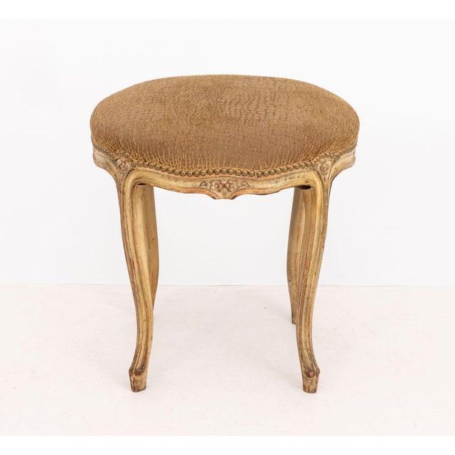 French Louis XV Style Snakeskin Print Upholstered Ottoman For Sale - Image 3 of 7