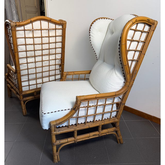 Vintage Bamboo Armchairs, 1990, Set of 2 For Sale - Image 4 of 15