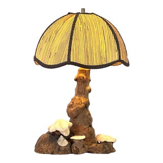 1960s Folk Art, Tree Form, Rustic Country Table Lamp For Sale