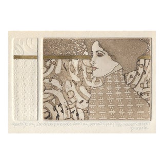 1970s Dawn Marie Art Nouveau Style Embossed Etching For Sale