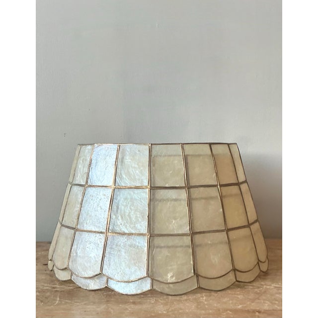 Metal Vintage Boho Capiz Shell Lampshades - A Pair For Sale - Image 7 of 7