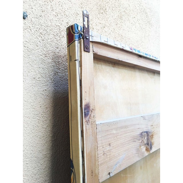 Mid-Century Floral Vinyl Coat Panel with 4 Brass Hooks, 1950s For Sale - Image 13 of 15