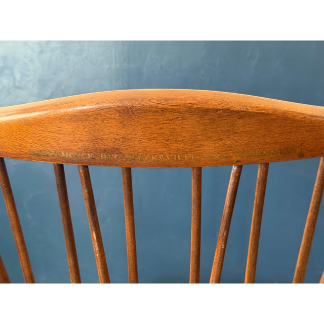 Wood Mid 20th Century Pair of Signed L. Hitchcock Stenciled Harvest Side Chairs For Sale - Image 7 of 8