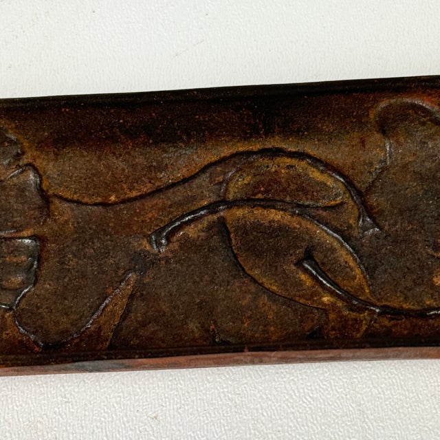 Metal Antique Art Nouveau Cast Iron Pen Tray With Petal Design For Sale - Image 7 of 11