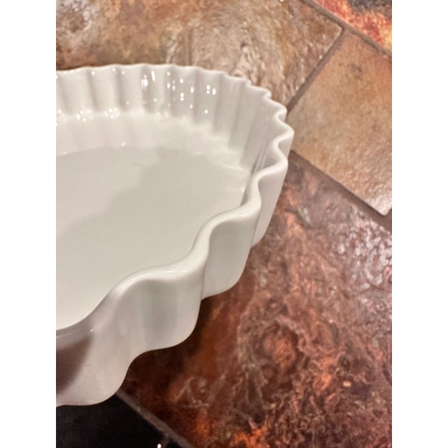 Pillivuyt 10” Round Tart Dish with fluted edges for baking quiches and tarts. White French porcelain. Pillivuyt cookware...