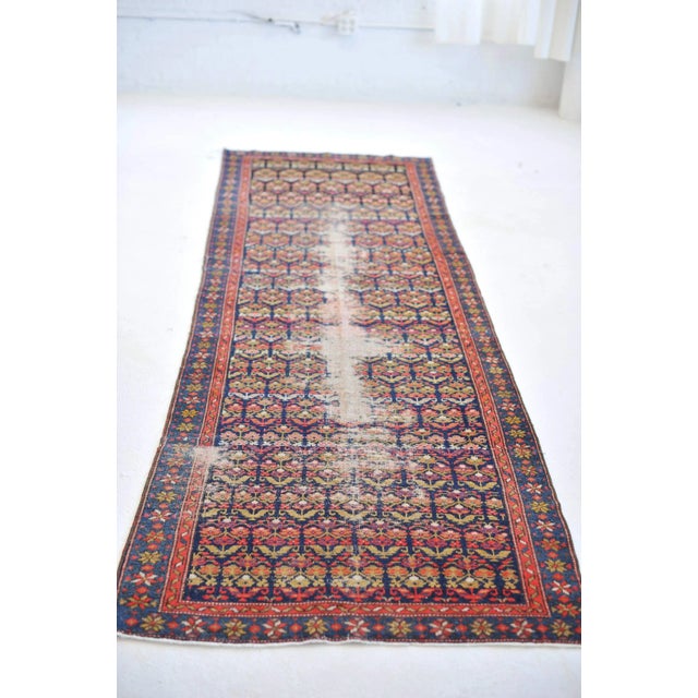 Boho Chic 1940s Botanical Lattice Garden Design Runner Rug , 3.4 x 10.10 For Sale - Image 3 of 11