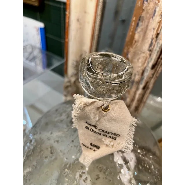 The large Seeded Pebble Glass Vase Beautiful glass vase features molten glass that is taken from the furnace and rolled...