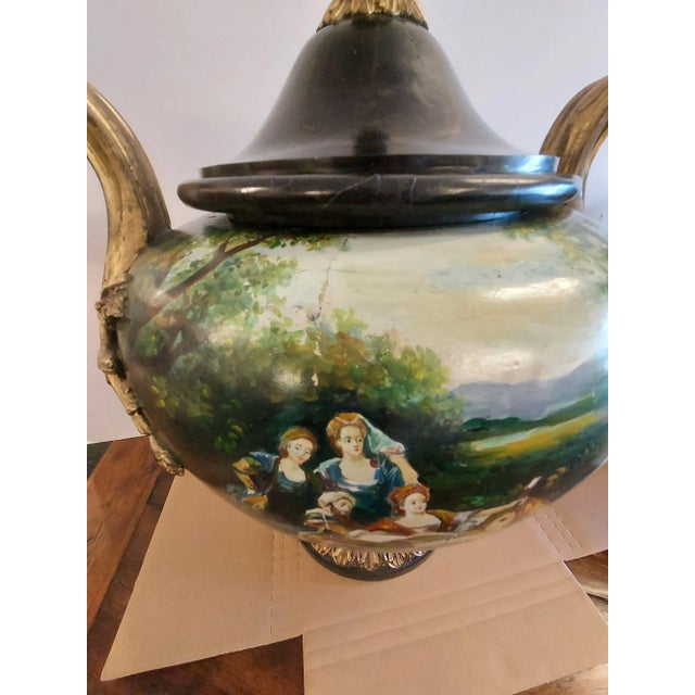 Early 20th Century Early 20th Century Antique Italian Marble Urns With Wood Form Bronze Mounts - Set of 2 For Sale - Image 5 of 12