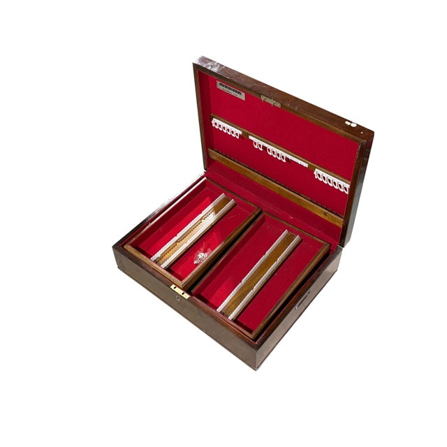 English Vintage Wood Silverware Flatware Storage Box For Sale - Image 3 of 5