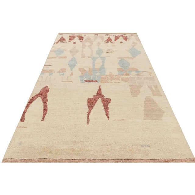 2010s Rug & Kilim’s Moroccan Style Rug With Red Blue & Pink Abstract Geometric Pattern For Sale - Image 5 of 7