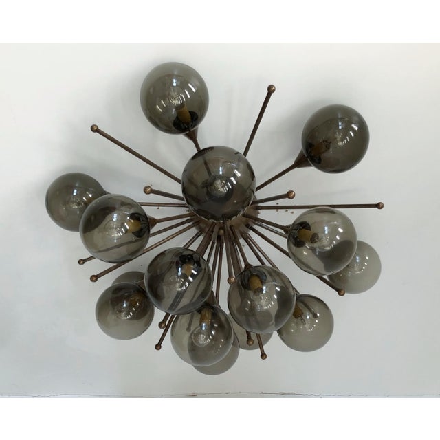 Italian 21st Century Mezzo Bronze Smoky Murano Flush Mount by Fabio LTD For Sale - Image 3 of 9