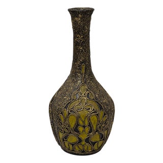 20th Century Belgian Ceramic Vase With Ornate Details For Sale