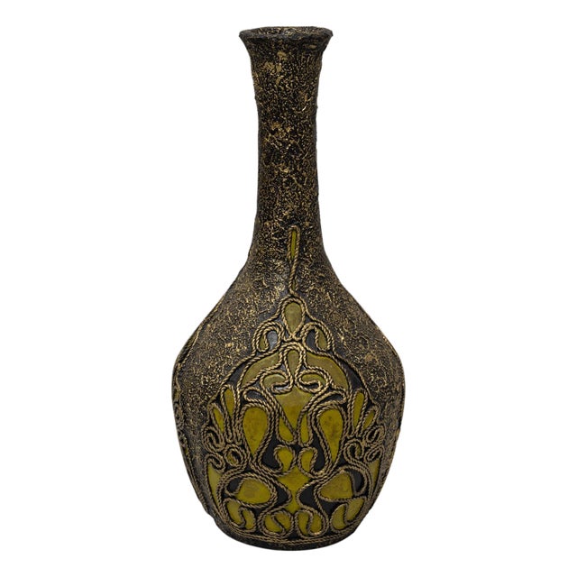 20th Century Belgian Ceramic Vase With Ornate Details For Sale