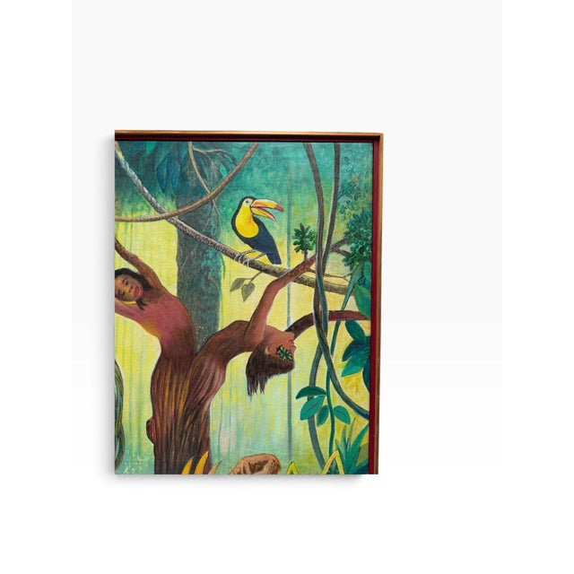 N. Villalta Signed 2008 Surrealist Anthropomorphic Jungle Landscape Painting For Sale - Image 4 of 7