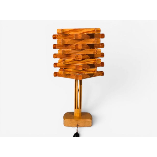 Swedish Modern, Large Table Lamp, Lacquered Pine, Sweden, 1970s For Sale - Image 11 of 14