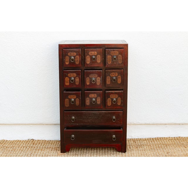 Vintage Red Painted Apothecary Chest For Sale - Image 9 of 13