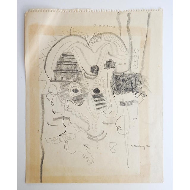 Mid-Century Modern 1970 Zanne Hochberg Abstract Drawing For Sale - Image 3 of 3