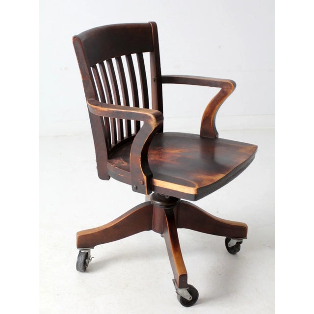 Wood Antique Johnson Chair Co Swivel Desk Chair For Sale - Image 7 of 11
