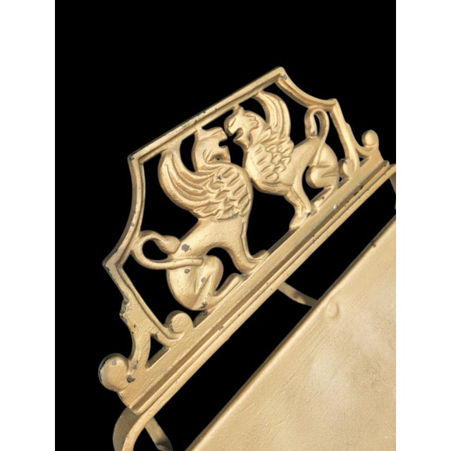 Oscar Bach Vintage Oscar Bruno Bach Winged Griffin Iron X Base Small Bench For Sale - Image 4 of 7