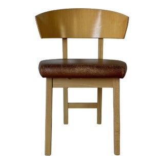 Vintage Italian Niels Gammelgaard Ikea Wood & Leather Accent Desk Chair For Sale
