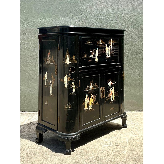 Vintage Black Lacquered Chinoiserie Dry Bar For Sale In West Palm - Image 6 of 12
