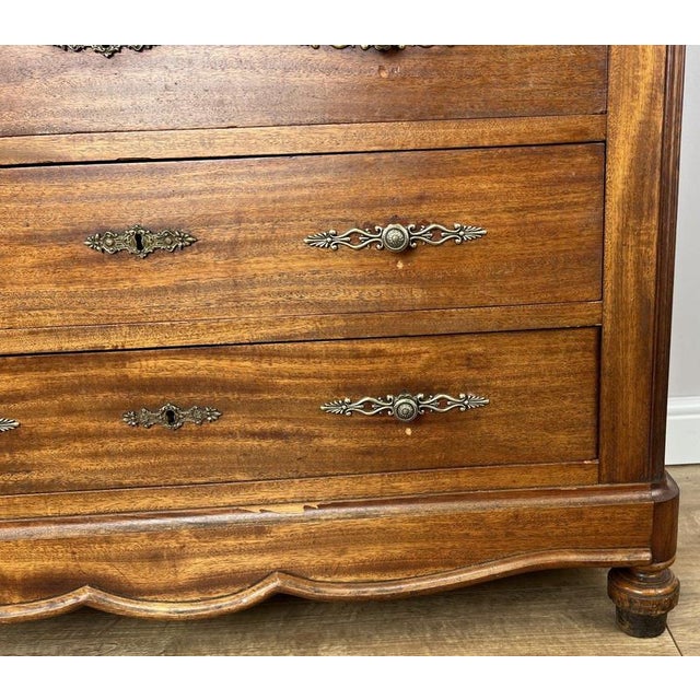 Metal Chest of Drawers Antique French Walnut Marble Top Five Drawer Cabinet Lot 6451 For Sale - Image 7 of 17