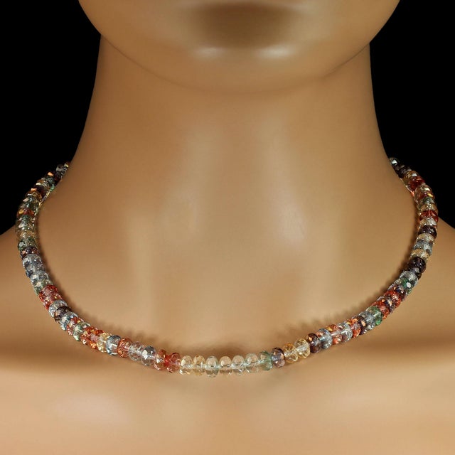 Ajd 17 Inch Multi Color Czech Crystal Rondel Necklace Great Gift For Sale - Image 4 of 6