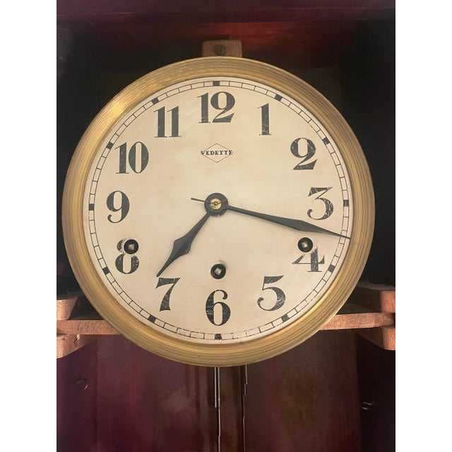 Antique French Vedette Wooden Wall Clock For Sale - Image 4 of 12