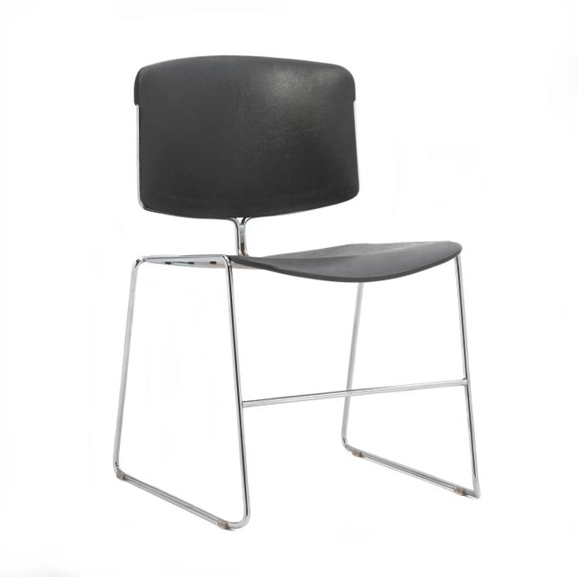 Postmodern Steelcase Black Max Stacker Stacking a Set of 25 Chairs Plus Original Dolly For Sale - Image 3 of 13